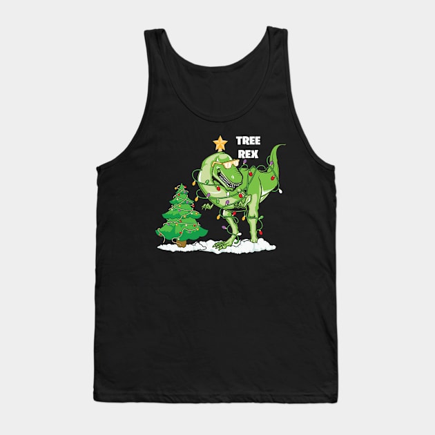 Tree Rex T-rex Christmas Tree Dinosaur Xmas Gift Tank Top by BadDesignCo